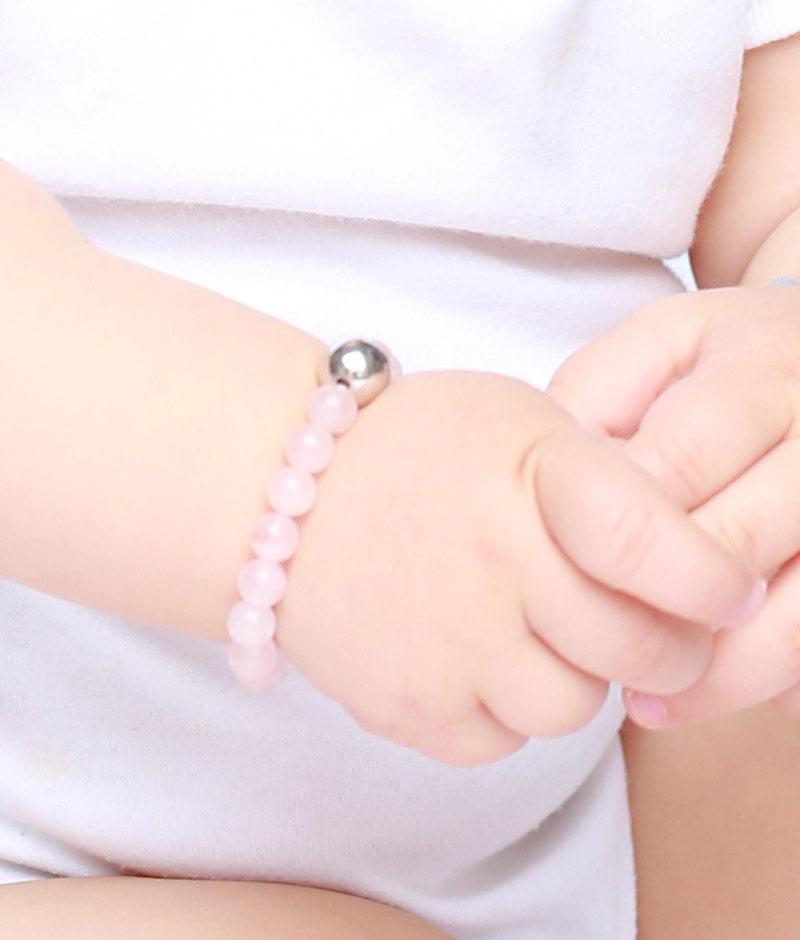 Baby Armband Rosenquarz Erzengel Ariel Silberkugel