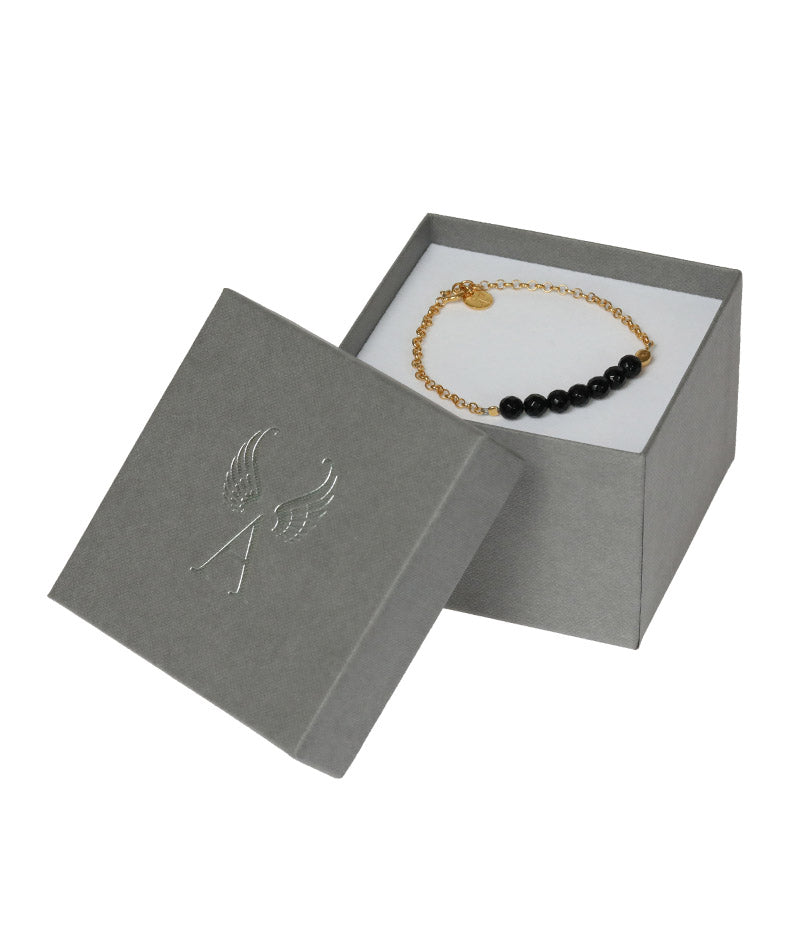 Armband Erzengel Michael Onyx Steg vergoldet Geschenkbox