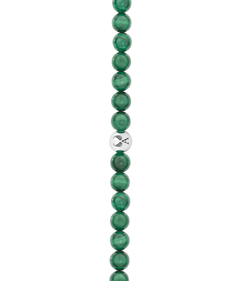 Malachit-Armband Erzengel Raphael für Männer mit 925er Silberkugel