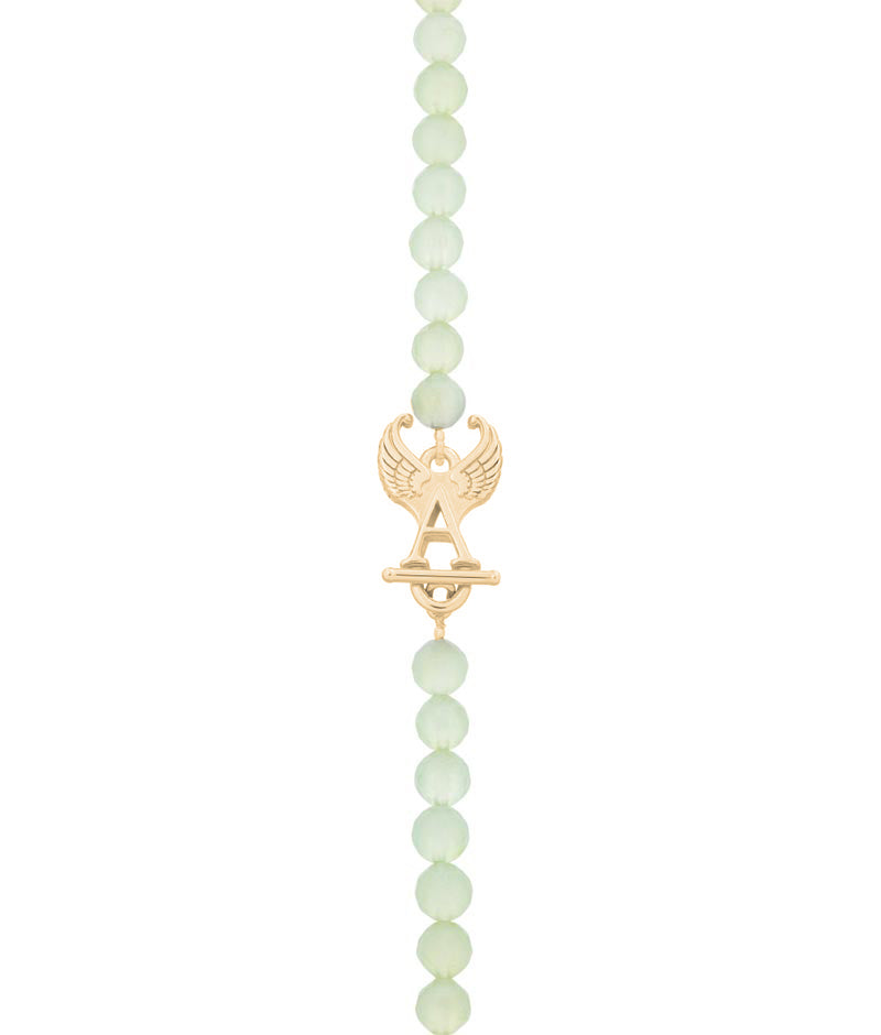 Jade-Armband mit vergoldetem Schutzengel-Verschluss aus 925er Silber
