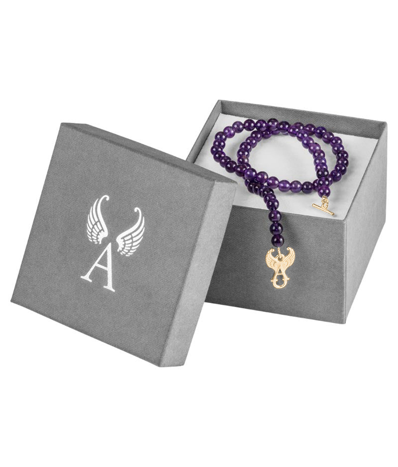 Amethyst-Armband mit vergoldetem Schutzengel-Verschluss aus 925er Silber