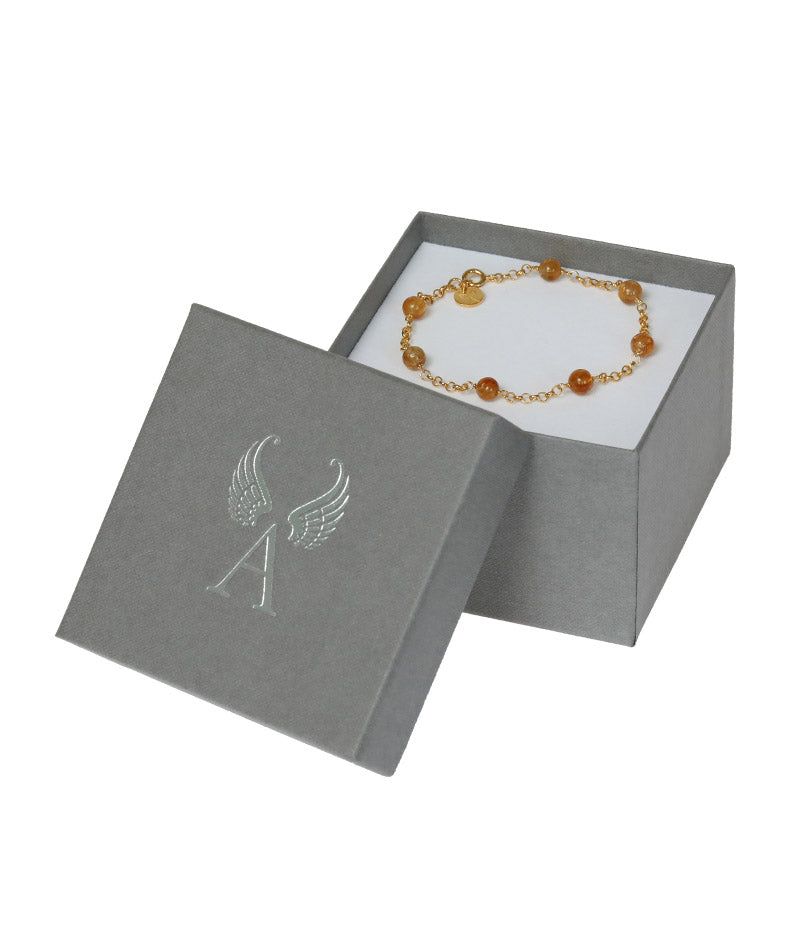 Armband Erzengel Gabriel Citrin Perlen vergoldet Geschenkbox