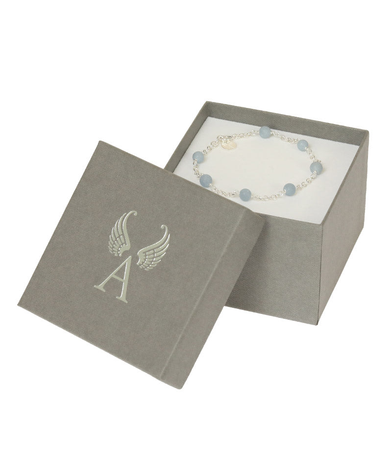 Armband Schutzengel Angelit Perlen Geschenkbox
