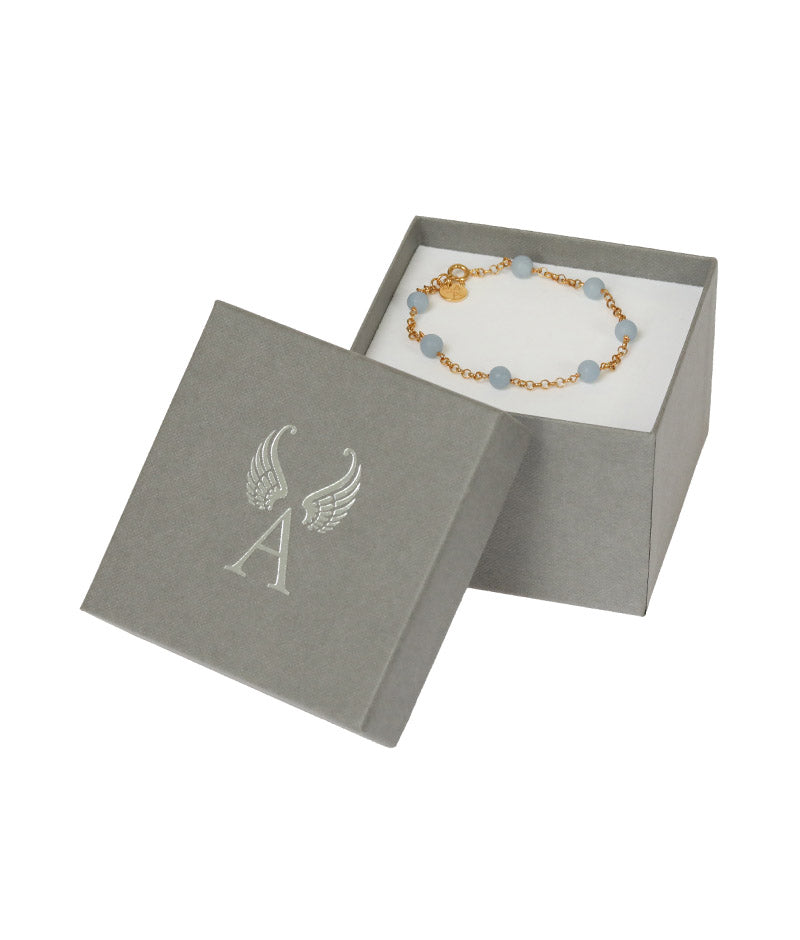 Armband Schutzengel Angelit Perlen vergoldet Geschenkbox