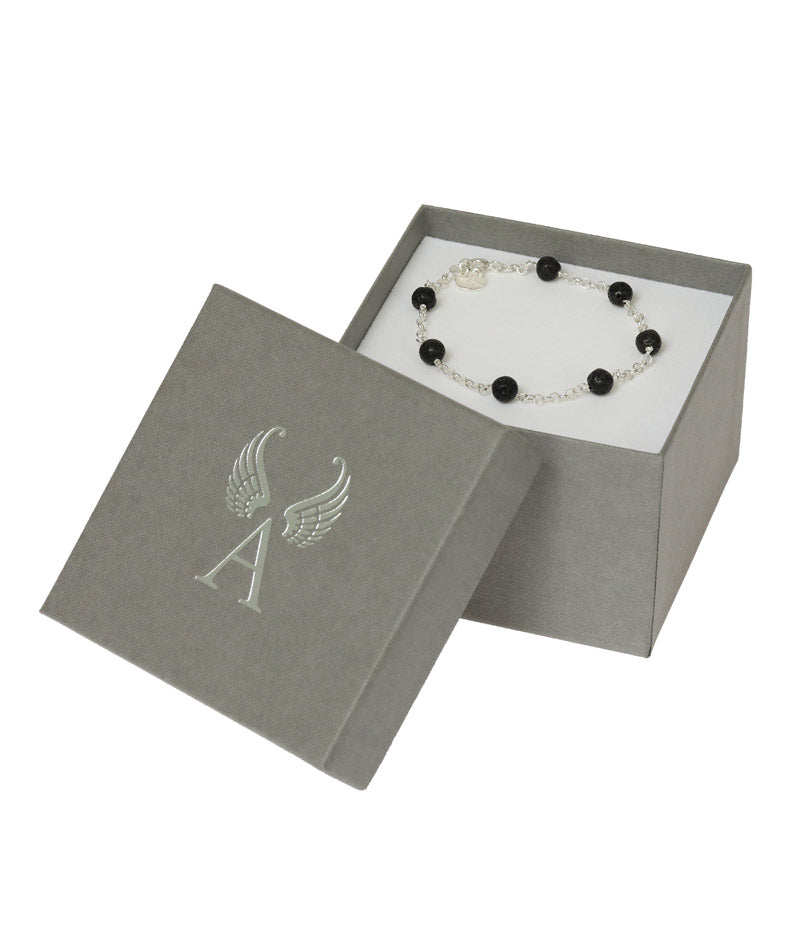 Armband Schutzengel Lava Perlen Geschenkbox